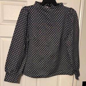 Talbots Dark GreySilver shimmer Top with White Dots